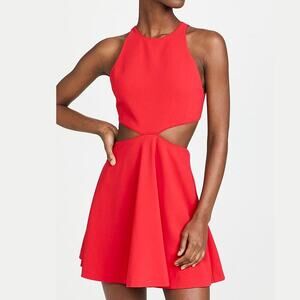 NEW Alice + Olivia Red Cara Cut-Out Flared Mini Dress Size 0